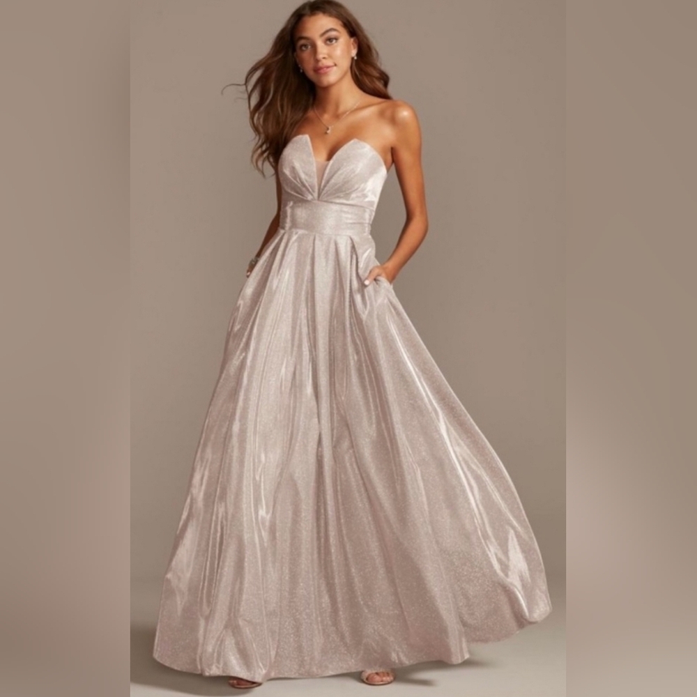 Betsy & Adam Strapless Sparkly/Glittery Ball Gown. Size 14